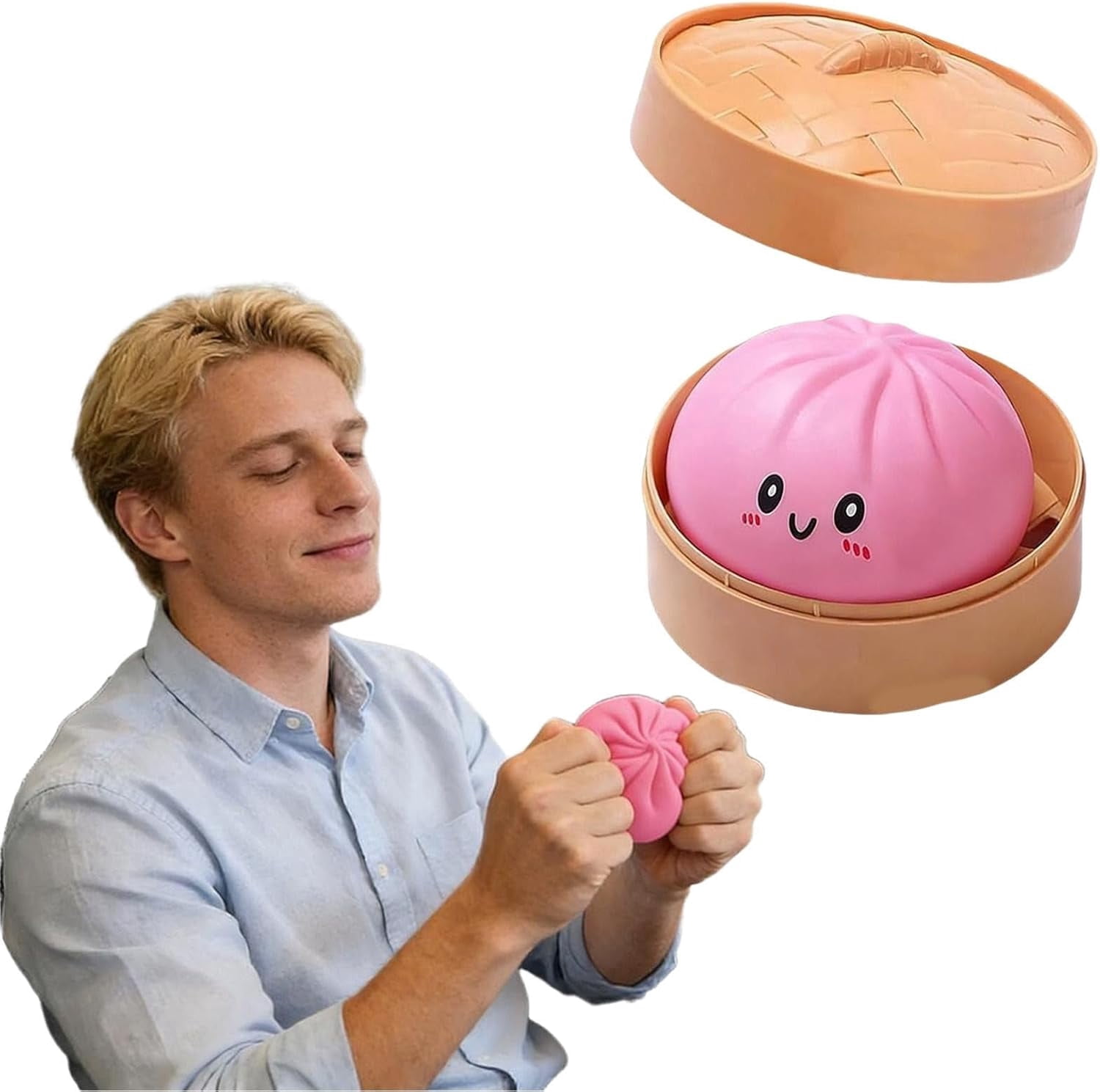 Esterze Dumpling Squishy, Glitter Dumpling Stress Relief Charms, Soft Decompression Squeeze Dough, Cute Steamed Bun