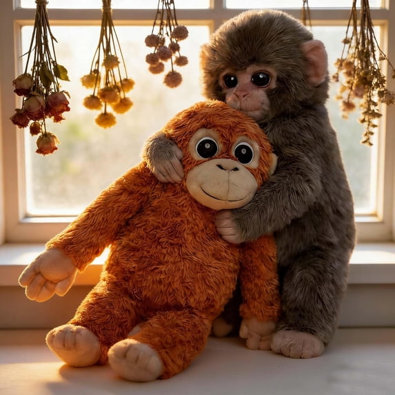 Esterze Punch Monkey Plush - Soft Monkey Stuffed Animals Toy, Cuddly Monkey Stuffed Animal, Symbol of Friendship & Protection Holding Monkey Teddy, for Home Room Decor