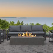 Estes 60 Inch Low Rectangular Concrete Natural Gas Fire Pit Table in Carbon By BBQGuys Signature