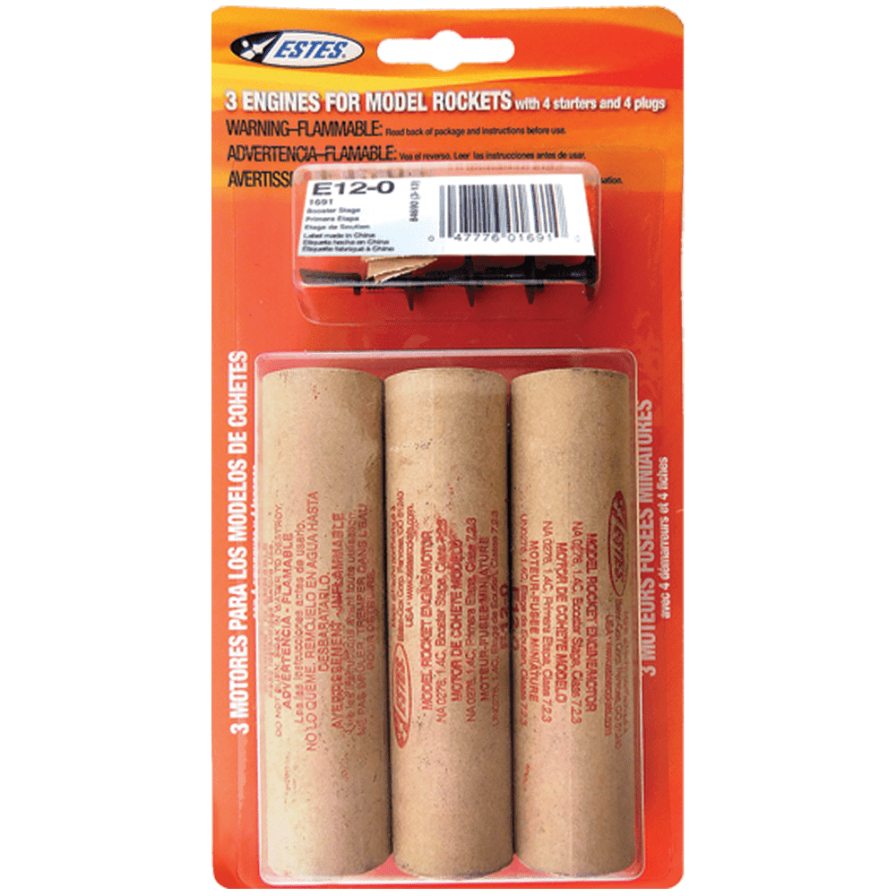 Estes, Model Rocket Engine, E12-0, 3pk with starters and plugs ...