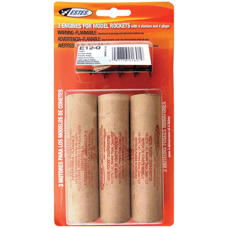Estes E12-0 Model Rocket Engine Pack (3 Engines Per Pack)