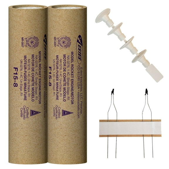 Estes F15-8 Model Rocket Engine Pack - Includes 2 Engines with Starters & Plugs (1653)