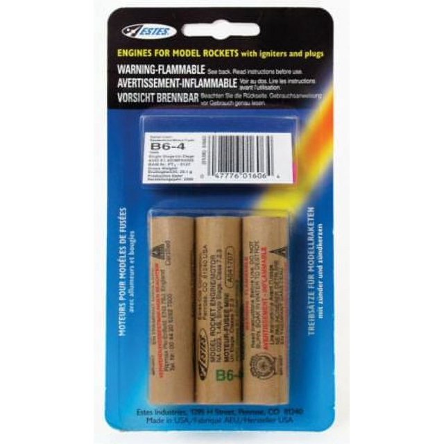 Estes Model Rocket Engines, B64, 3/pkg