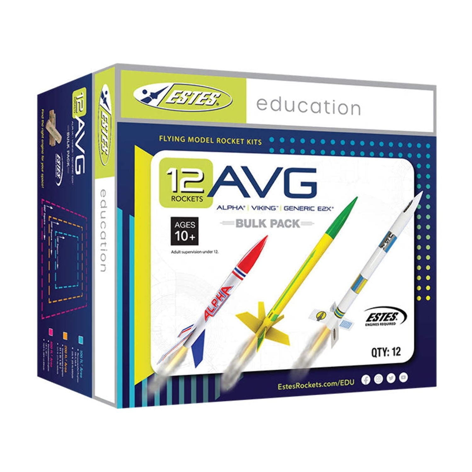 Estes AVG Bulk Model Rockets for Kids, E2X Engine Launch Pack - Set of ...