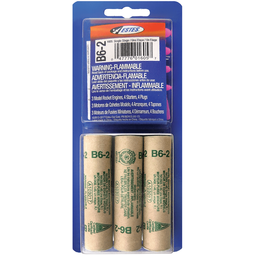 Estes Rockets B6-2 Engines 3 Pack EST10020 / EST1605 - Walmart.com