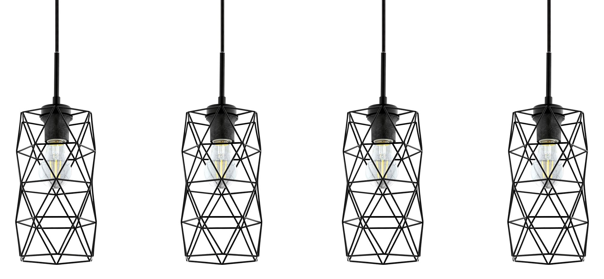 Matte Black LED Island Pendant with Glass Accents