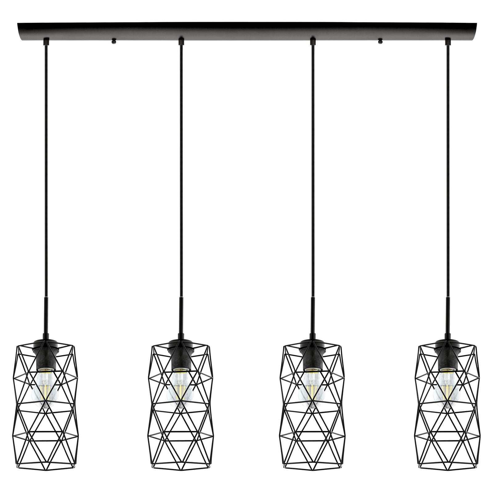 Matte Black LED Island Pendant with Glass Accents