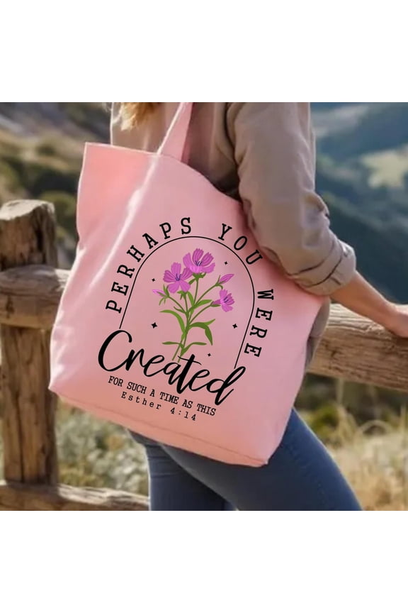 Esther 4 14 Zippered Totebag, Christian Bible Verse Canvas Bag, Faith Inspired Church Tote