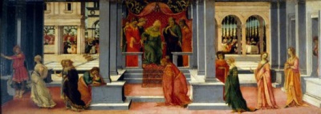 Esther Before Ahasuerus by Fra Filippo Lippi  (c 1406-1469Italian)  France  Chantilly  Musee Conde Canvas Art - Fra Filippo Lippi (18 x 24)