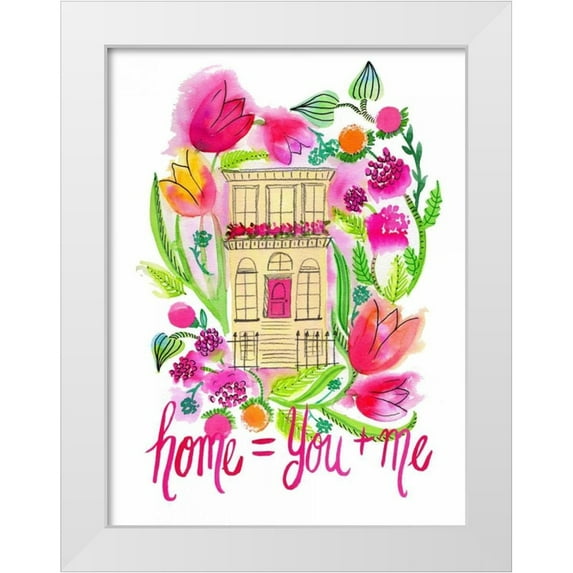 Esther Bley Designs 15x18 White Modern Wood Framed Museum Art Print Titled - Home = You + Me