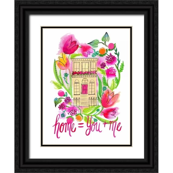 Esther Bley Designs 19x24 Black Ornate Wood Framed with Double Matting Museum Art Print Titled - Home = You + Me