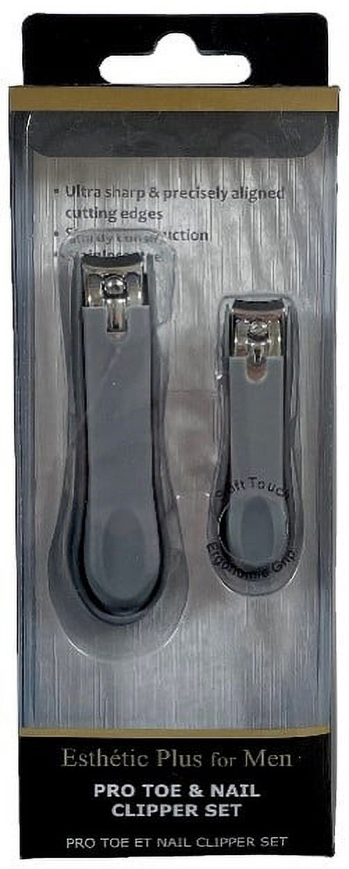 EstheticPlus 2PCS TOE AND NAIL CLIPPER SET (Grey)—Premium Stainless Steel— Ultra Sharp Cutting Edges— Soft Touch Ergonomic Grip - image 1 of 1