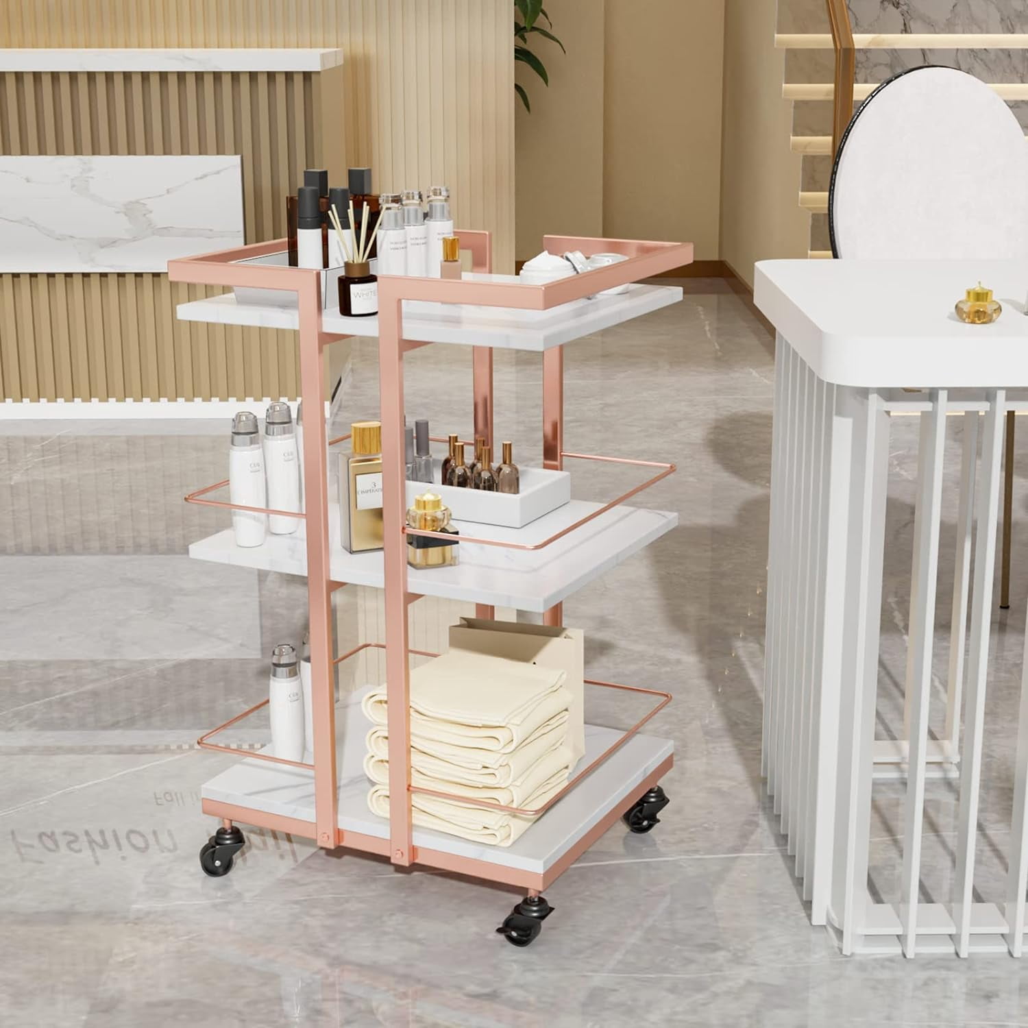 Esthetician Cart Salon Trolley with Wheels, Spa Cart Mobile Storage Organizer for Beauty Tattoo Manicure Facials Waxing Cosmetology Cart