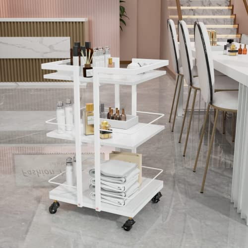 Esthetician Cart with Wheels Utility Salon Rolling Trolley, Gold Mobile Storage Organizer for Beauty Spa Cosmetology Massage, Tattoo Manicure Facial Tool Holder Station
