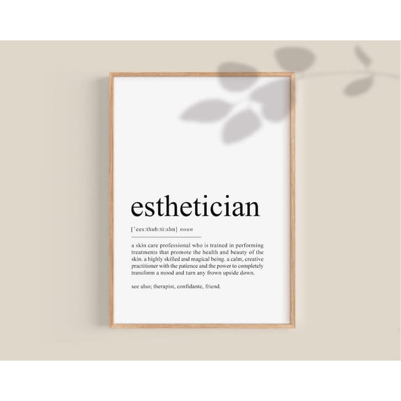 Esthetician Decor Definition Poster Beauty Therapist Consultant Salon Poster, Unframed Poster Size 8x12