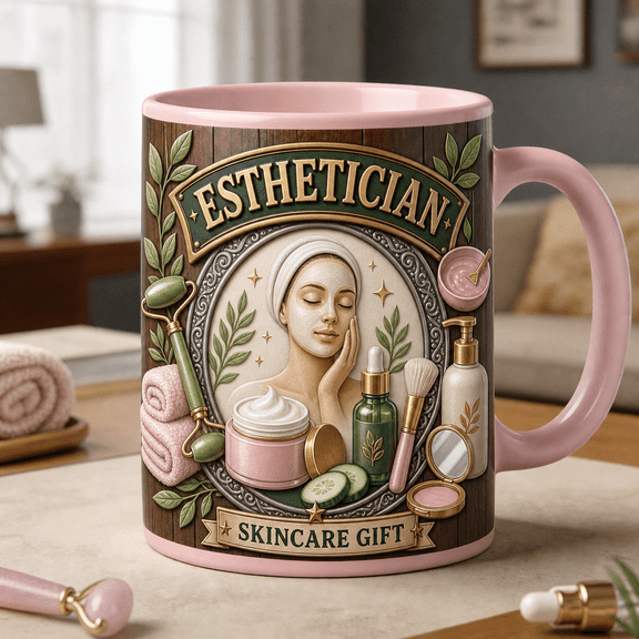 Esthetician Gift Mug 3D Effect Skincare Coffee Cup for Spa Professionals