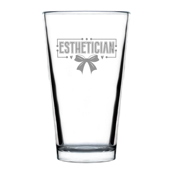 Esthetician Hand Engraved 16oz Standard Pint Glass, for Skincare Professionals, Personalized Etched Glassware