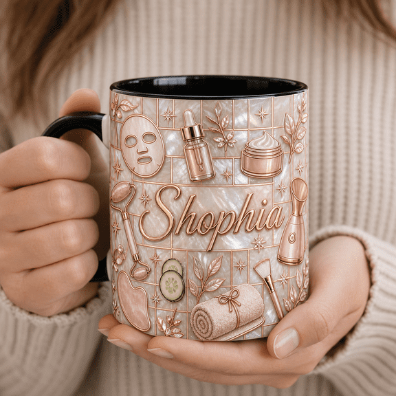 Esthetician Mug 2D Printed 3D Effect Spa Gift Mug for Skincare Pros Personalized Sophia