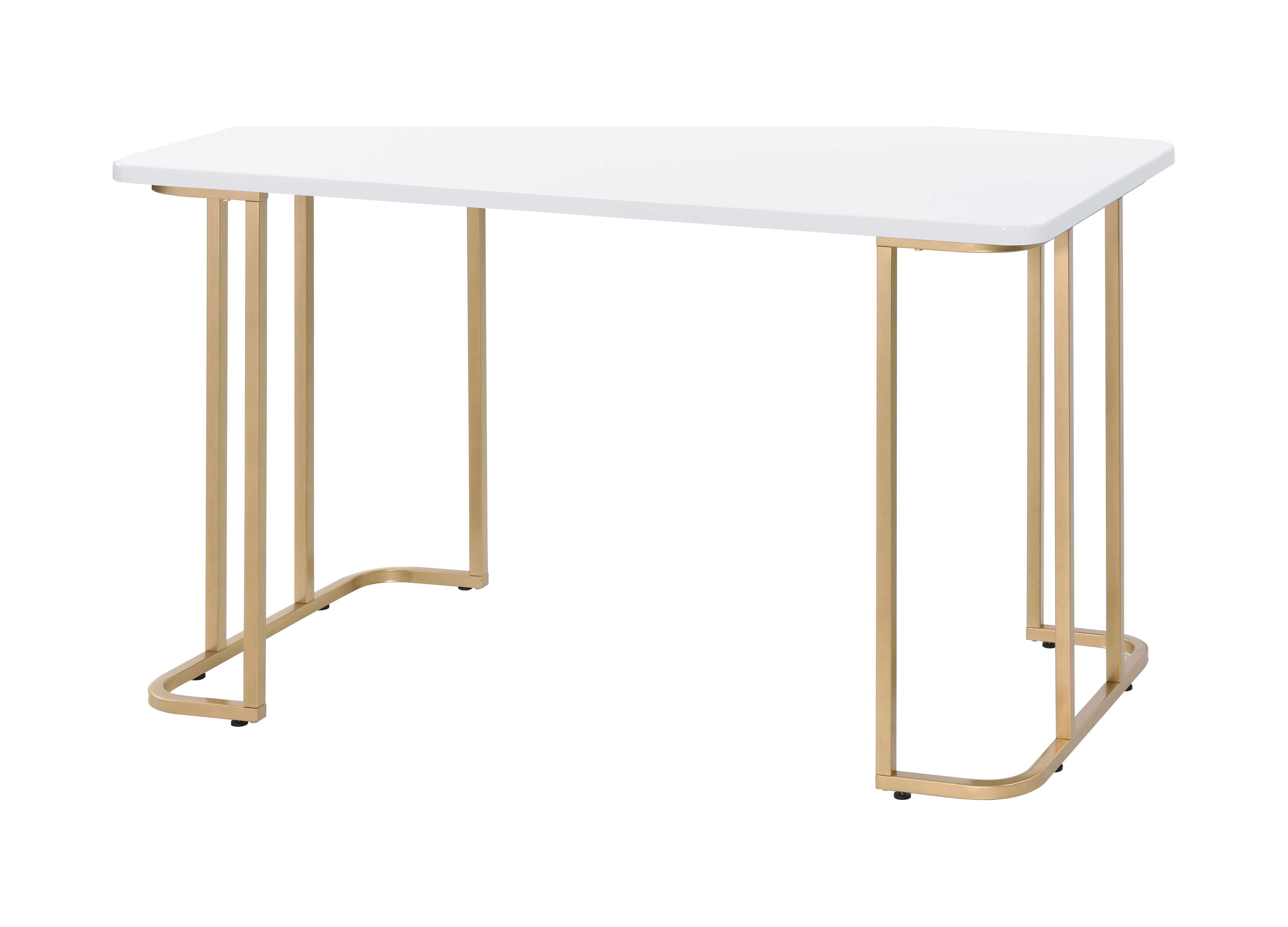 Estie Modern White & Gold Metal Vanity Desk