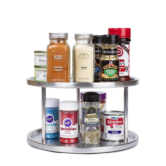 Estilo 2-Tier Stainless Steel Lazy Susan 360-Degree Spice Turntable