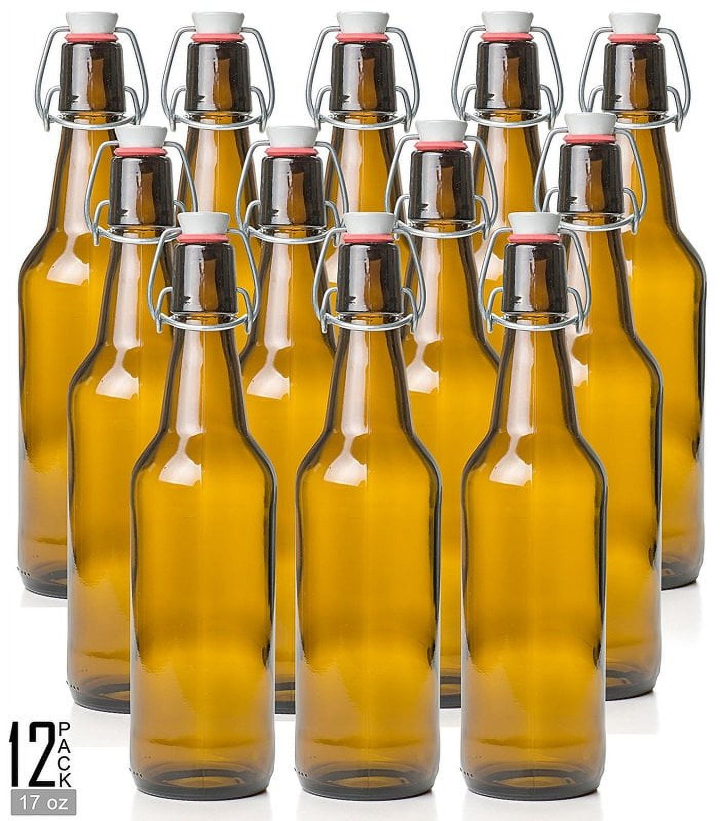 16 oz. Amber E.Z. Cap Swing top bottle -case of 12