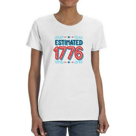 Estimated 1776 Cartoon Banner T-Shirt Women -Image by Shutterstock, Female Small