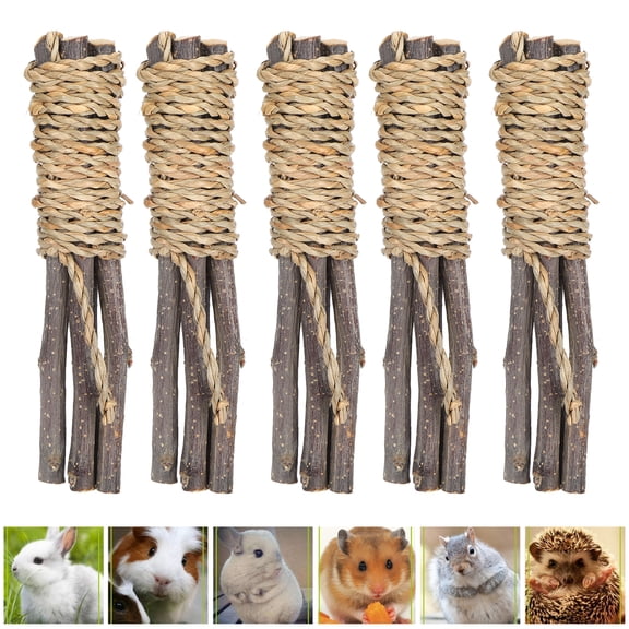 Estink 5PCS Wooden Sticks Pet Chew Toys Teeth Cleaner for Rabbit/Hamster Small Animals
