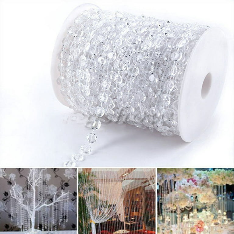 Estink Acrylic Crystal Beads Curtain Garland Diamond Strand DIY Wedding  Decorations (30Meters)-99FT 1 Roll 