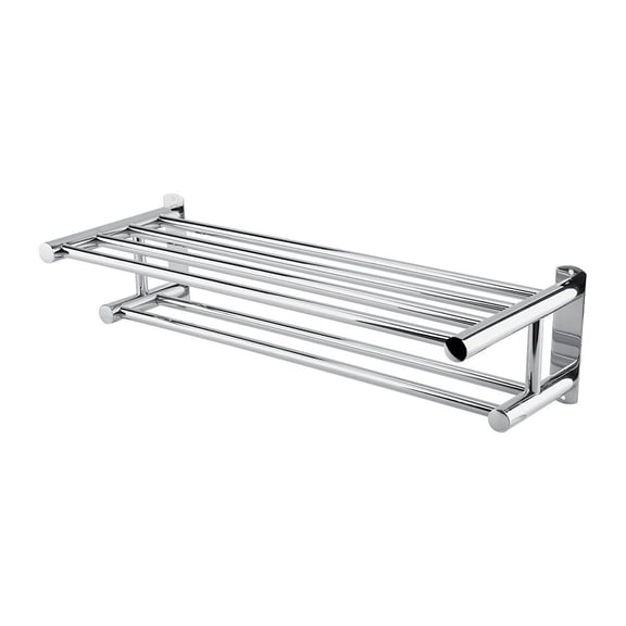 Estink Stainless Steel Bath Towel Rack Bathroom Shelf with Double Towel Bar
