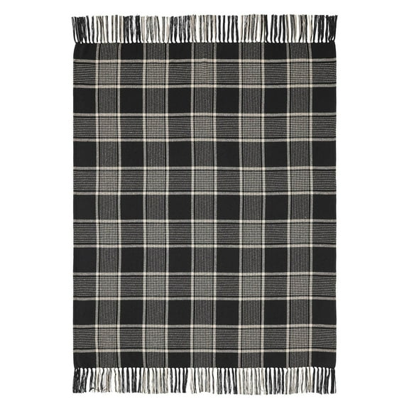 Eston Black Tan Plaid Throw 50x60