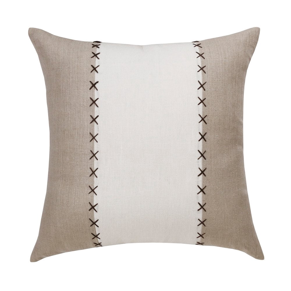 LR Home Estate Linen Poly Filled Pillow in Gray/Tan, 20" x 20"