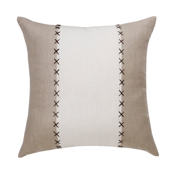 LR Home Estate Linen Poly Filled Pillow in Gray/Tan, 20" x 20"