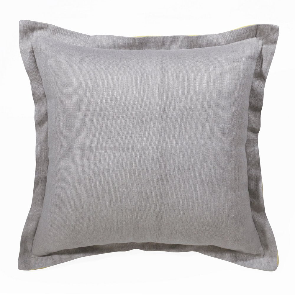 LR Home Estate Linen Poly Filled Pillow in Gray/Yellow, 20" x 20"