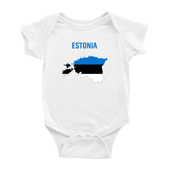 Estonia Map Flag Cute Baby Romper (White, 18-24 Months)
