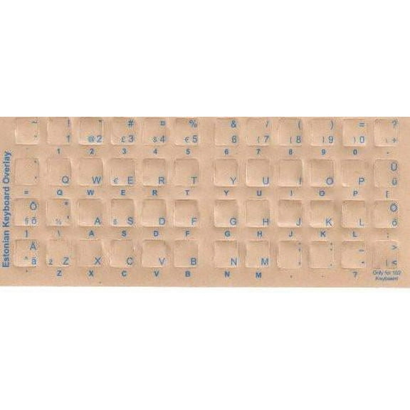 Estonian Keyboard Stickers - Labels and Overlays for White Computer Keyboard, Blue