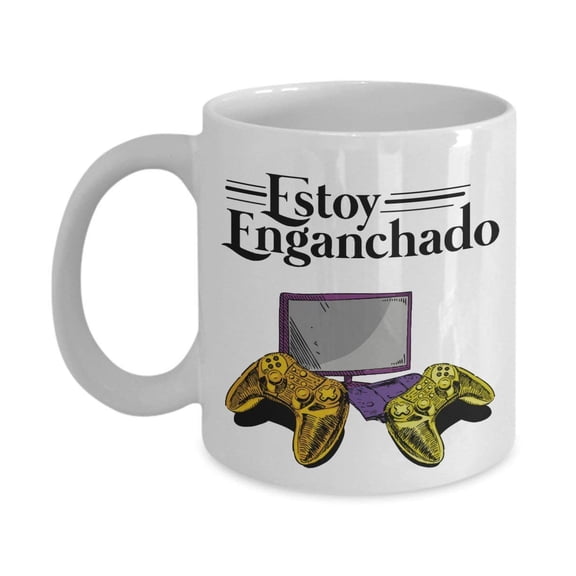 Estoy Enganchado Gaming Art Coffee & Tea Gift Mug For Spanish Speaking Laptop Gamer, Computer Gamer, Desktop Gamer, Xbox Gamer & PS4 Gamer Dad Or Boyfriend With Hispanic Culture