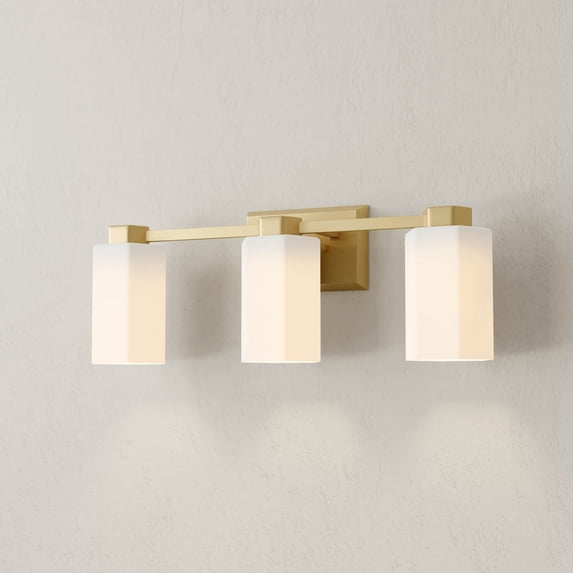 Estrada Collection Three-Light Brushed Gold Contemporary Bath & Vanity Light