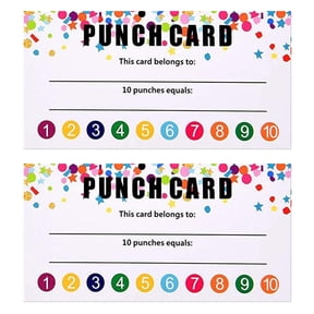 Estrela 100 Pcs Punch Cards, Incentive Loyalty Reward Card Student Loyalty Cards for Classroom, 3.5 x 2 Inch