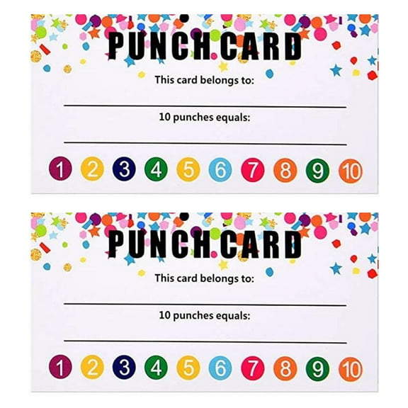Estrela 100 Pcs Punch Cards, Incentive Loyalty Reward Card Student Loyalty Cards for Classroom, 3.5 x 2 Inch