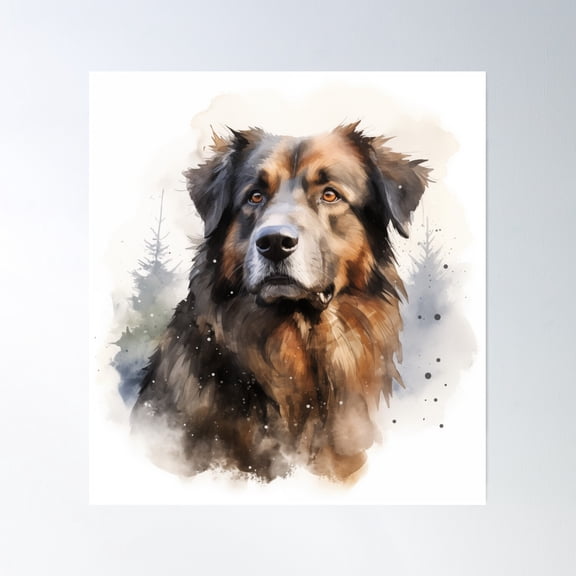 Estrela Mountain Dog Portrait Poster Wall Art, Modern Wall Decor, 30x30 UNFRAMED