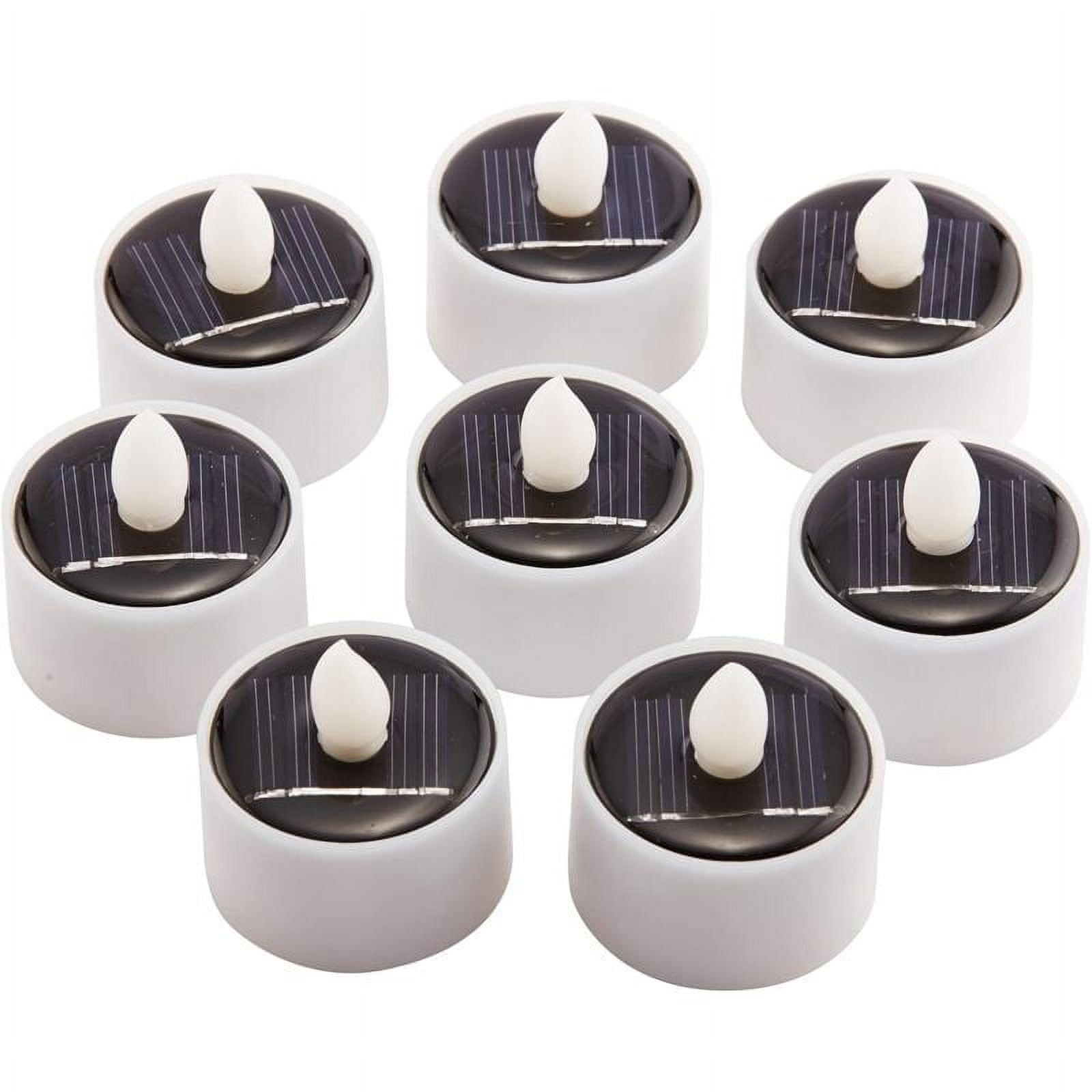 Estrela Solar Lantern Tea Lights, ZHONGXIN Rechargeable Flame Amber Flickering LED Candles Waterproof Large Pack of 8