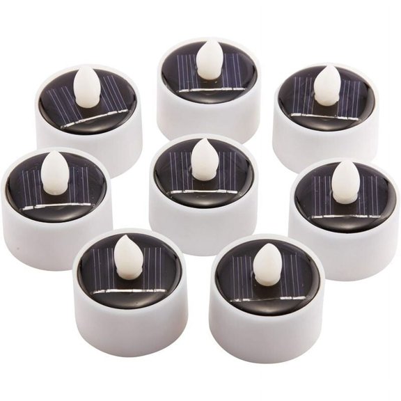 Estrela Solar Lantern Tea Lights, ZHONGXIN Rechargeable Flame Amber Flickering LED Candles Waterproof Large Pack of 8