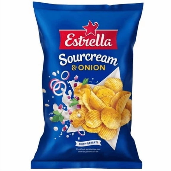 Estrella Sourcream & Onion Crisps 175g, British Import (Pack of 3)