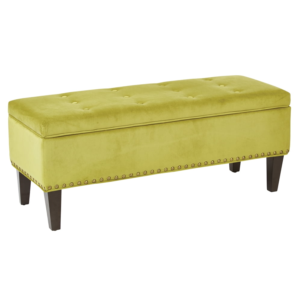 Estrella Storage Bench in Basil Velvet