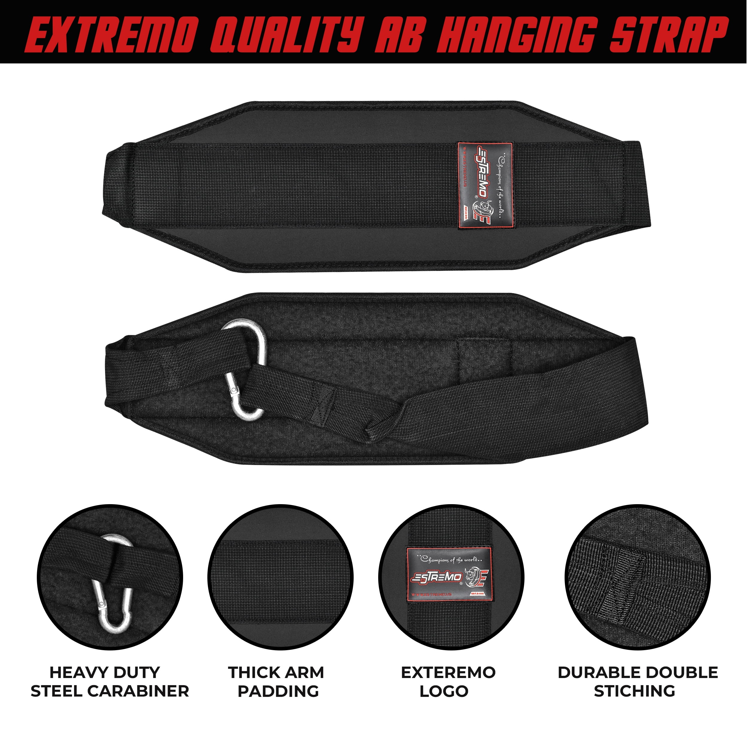 Estremo Fitness Hanging Ab Straps For Pull Up Bar Abdominal ,Muscle Building, Strength Training,23"