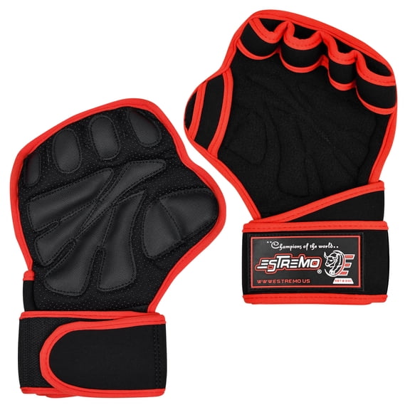 Estremo Fitness Weight Lifting Gloves,Padded Grip Palm Protection,Half Finger ,Workout Gym-Red