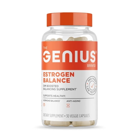Genius Estrogen Balance, Dim Supplement - Blocker for Men & Women - Hormones, Hormonal Acne & Menopause - Aromatase Inhibitor with Grape Seed Extract & BioPerine - 30 Capsules