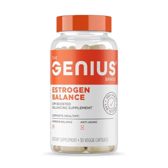 Genius Estrogen Balance, Dim Supplement - Blocker for Men & Women - Hormones, Hormonal Acne & Menopause - Aromatase Inhibitor with Grape Seed Extract & BioPerine - 30 Capsules