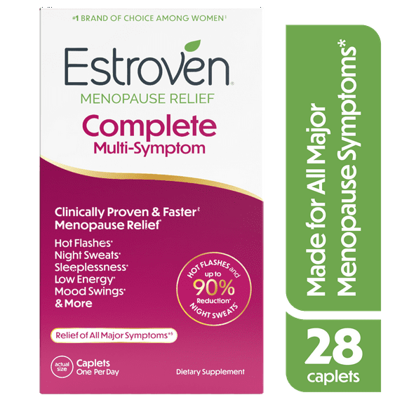 Estroven Menopause Relief Complete Multi-Symptom Daily Supplement, Support for Hot Flashes & Night Sweats, 28 Count