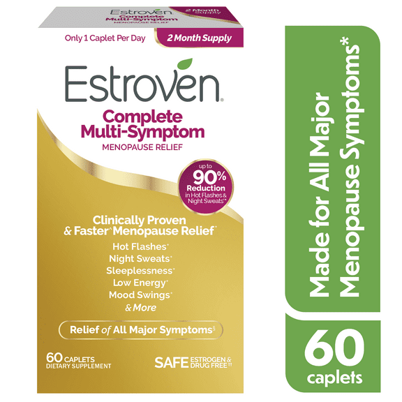 Estroven Complete Multi-Symptom Menopause Relief with Rhapontic Rhubarb Root Extract, 60 Count